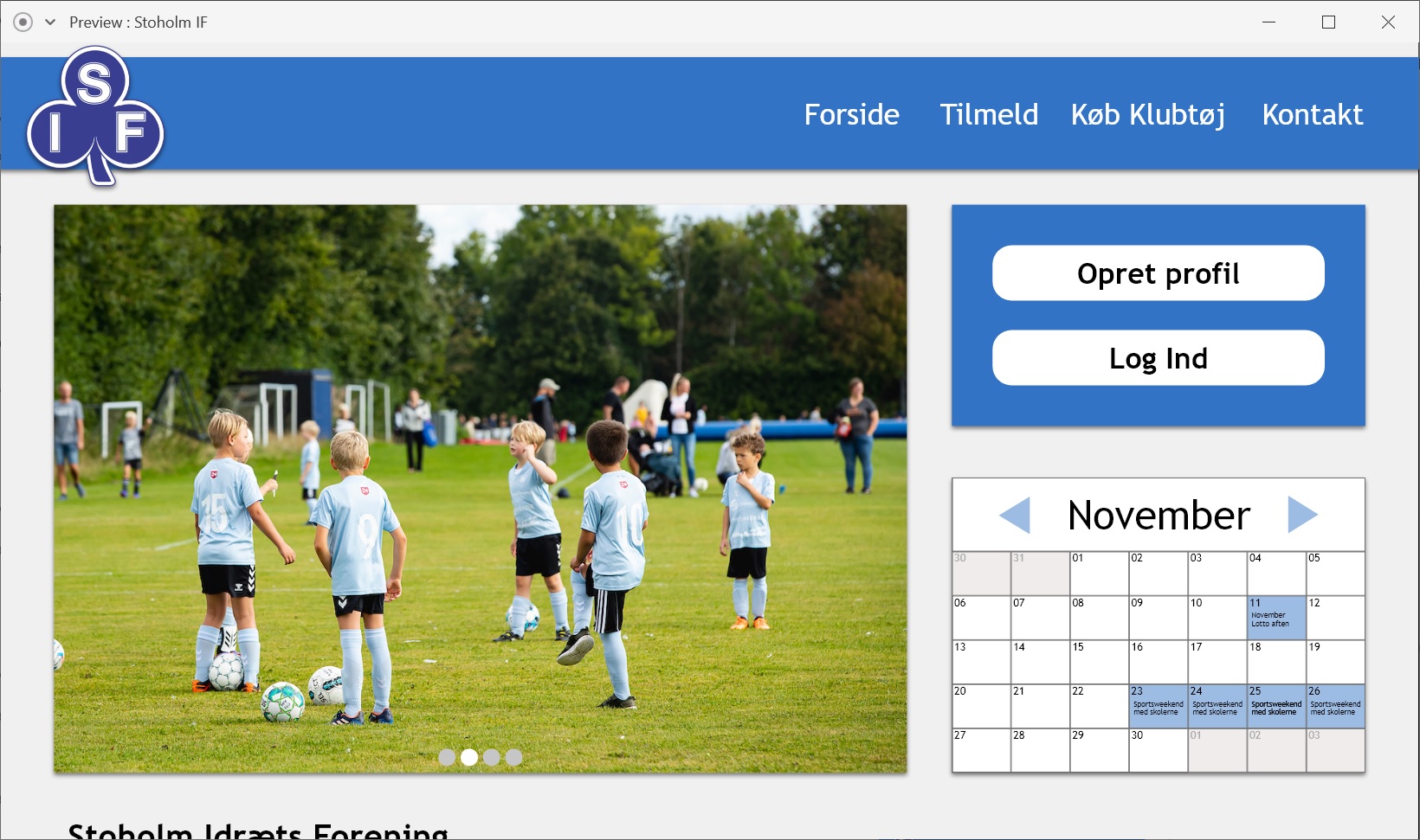 Billede af web-versionen af vores projekt